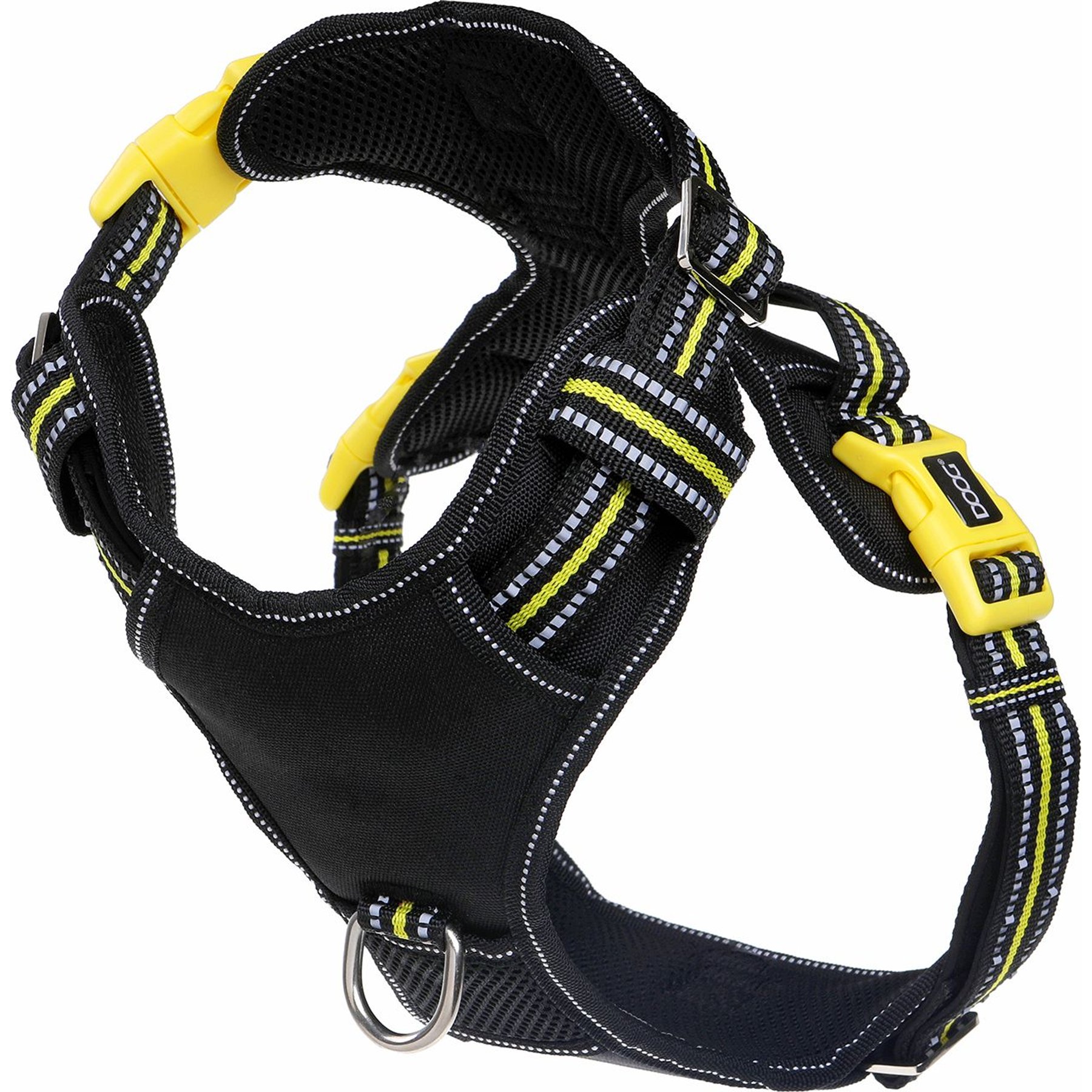 DOOG Reflective Neotech Bolt Dog Harness, Black/Yellow, Large: 19.68 to 26.37-in chest