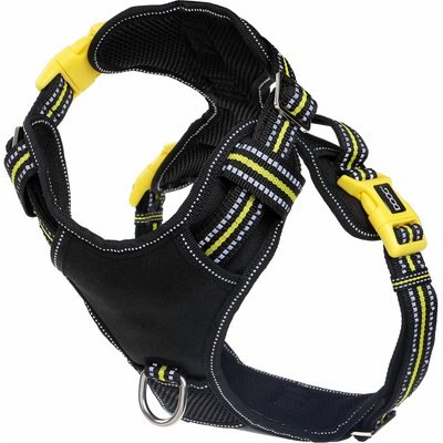 DOOG DOOG Reflective Neotech Bolt Dog Harness, Black/Yellow, Large: 19.68 to 26.37-in chest