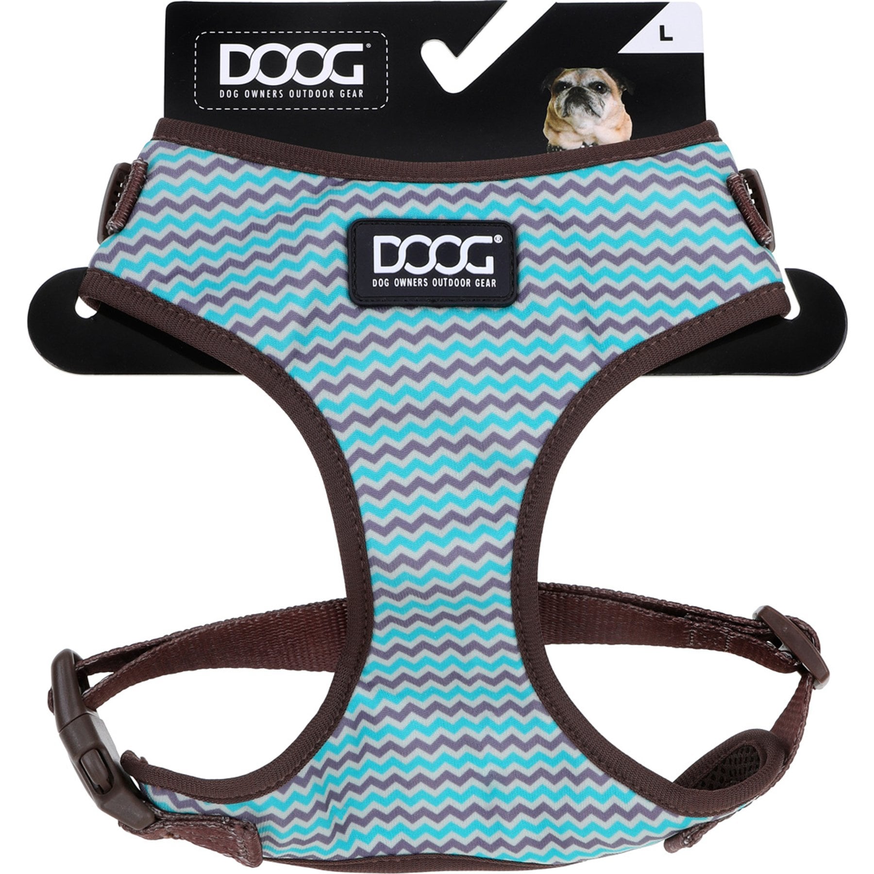 DOOG Step In Neoflex Benji Dog Harness, Blue/Grey, X-Small: 11 to 13-in chest