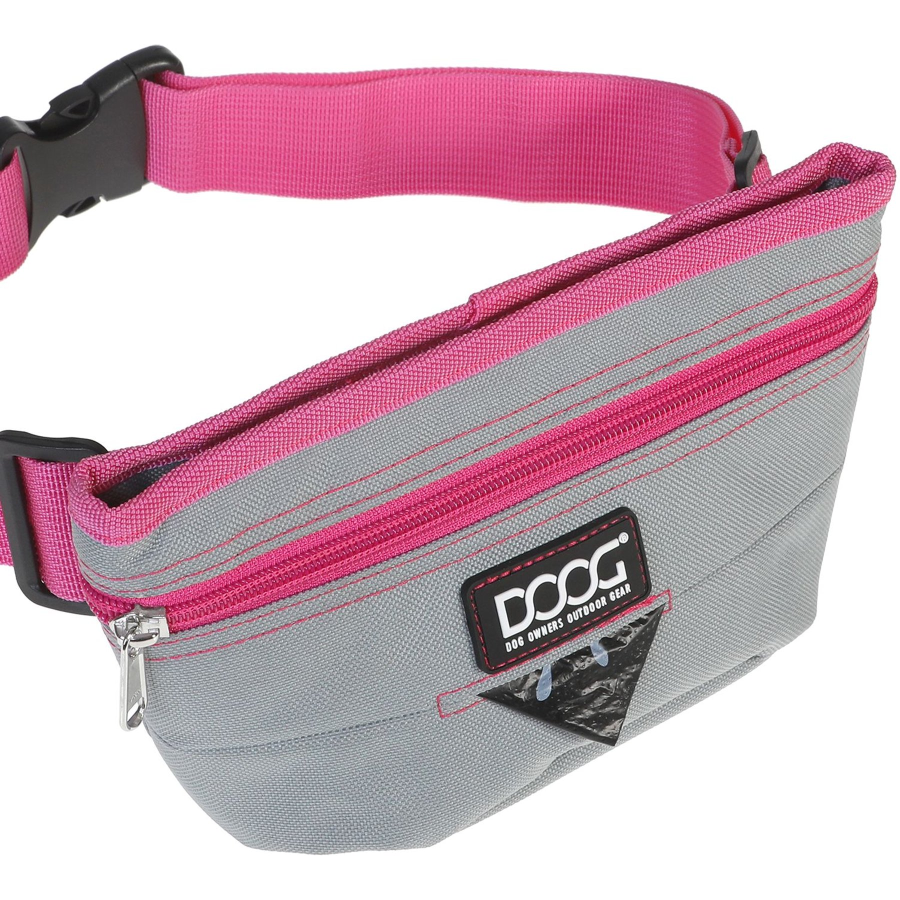 DOOG Treat & Training Dog Pouch with Hinge Closure, Large, Grey/Pink