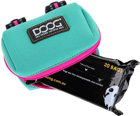 Show full view: DOOG Walkie Dog Pouch Rin Tin Tin Neon Dog Poop Bag Dispenser, Teal/Pink slide 2 of 7