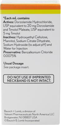 Show full view: Dorzolamide HCl / Timolol Maleate (Generic) Ophthalmic Solution, 22.3-mg/6.8-mg per mL, 10-mL slide 2 of 8