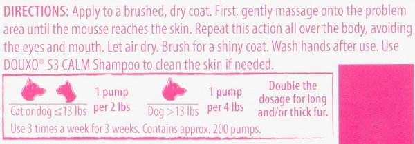 Show full view: Douxo S3 CALM Soothing Itchy, Hydrated Skin Dog & Cat Mousse, 5.1-fl oz bottle slide 5 of 7