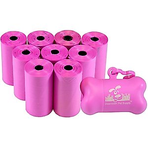 Downtown Pet Supply Dog Poop Bags & Dispenser, Pink, 180 bags