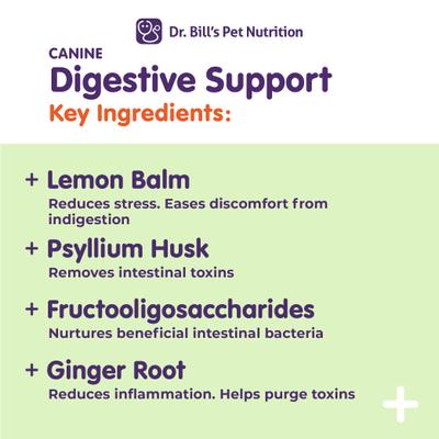 Show full view: Dr. Bill's Pet Nutrition Canine Digestive Support Probiotics & Digestive Enzymes Dog Supplement Powder, 180-gm pouch slide 4 of 11