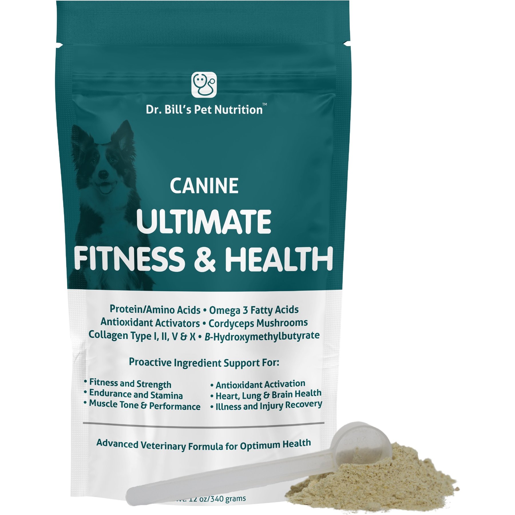 Dr. Bill's Pet Nutrition Canine Ultimate Fitness & Health Dog Supplement Powder, 340-gm pouch
