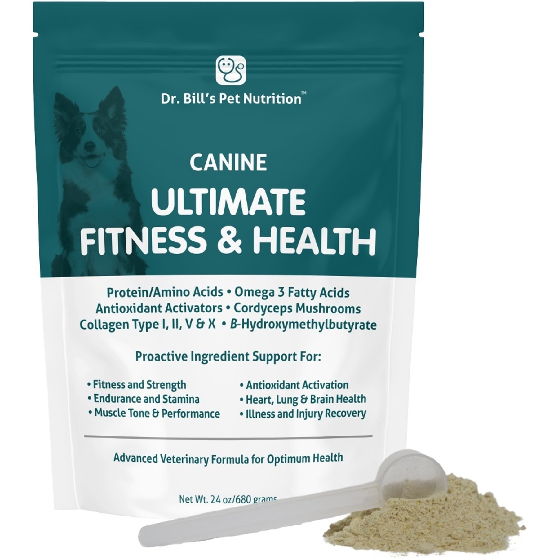Dr. Bill's Pet Nutrition Canine Ultimate Fitness & Health Dog Supplement Powder, 680-gm pouch