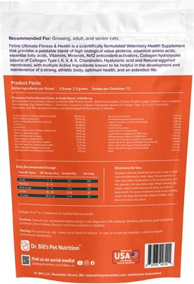 Show full view: Dr. Bill's Pet Nutrition Feline Ultimate Fitness & Health Cat Supplement Powder, 180-gm pouch slide 7 of 12