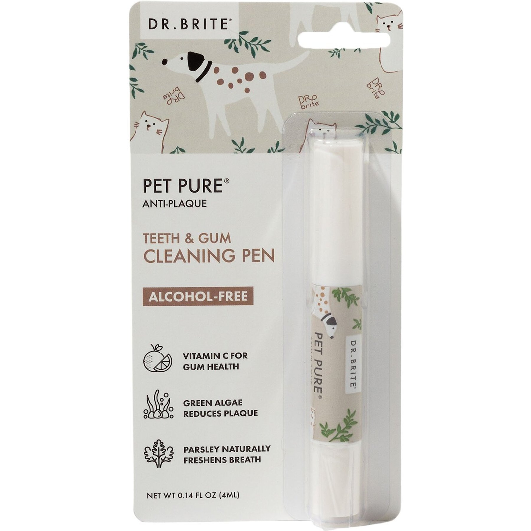 Dr. Brite Pet Pure Anti-Plaque Dog & Cat Dental Pen, 0.14-fl oz pen