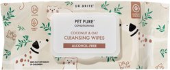 Dr. Brite Pet Pure Conditioning Coconut & Oat Cleansing Dog & Cat Wipes, 54 count