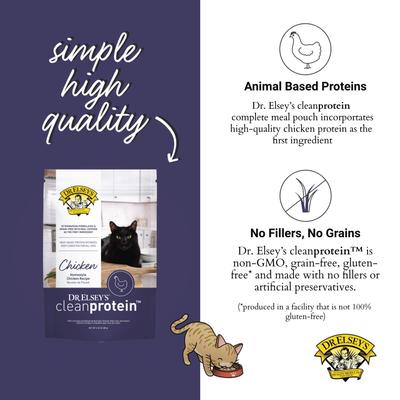 Show full view: Dr. Elsey's cleanprotein Chicken Flavored Wet Cat Food, 2.82-oz pouch, 12 count slide 4 of 8