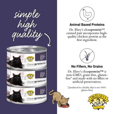 Show full view: Dr. Elsey's cleanprotein Chicken Recipe Wet Cat Food, 2.75-oz can, case of 24 slide 7 of 10