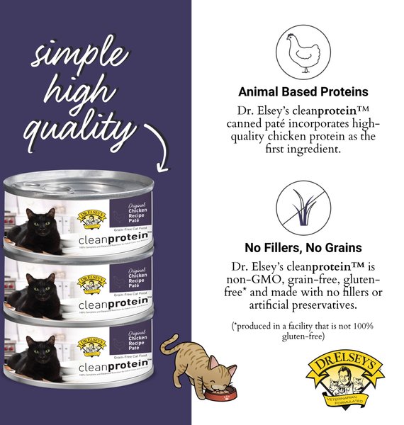 Dr. Elsey's cleanprotein Grain-Free Chicken Recipe Wet Cat Food, 3-oz can, case of 18
