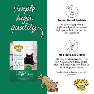 Show full view: Dr. Elsey's cleanprotein Duck & Chicken Flavored Wet Cat Food, 2.82-oz pouch, 12 count slide 4 of 7