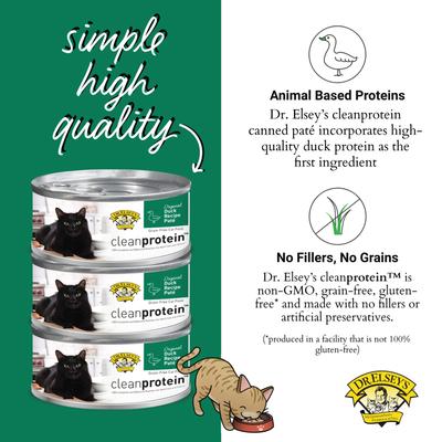 Show full view: Dr. Elsey's cleanprotein Duck Recipe Wet Cat Food, 5.3-oz can, case of 24 slide 7 of 9