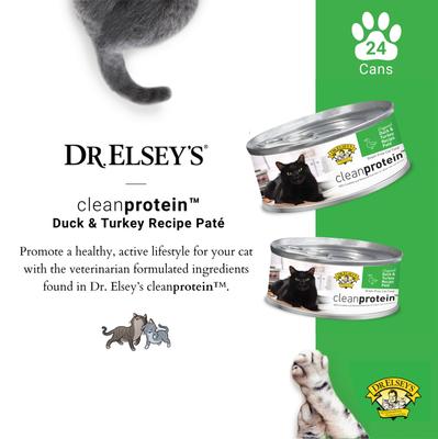 Show full view: Dr. Elsey's cleanprotein Duck & Turkey Recipe Wet Cat Food, 2.75-oz can, case of 24 slide 4 of 9