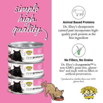 Show full view: Dr. Elsey's cleanprotein Pork Recipe Wet Cat Food, 2.75-oz can, case of 24 slide 6 of 9