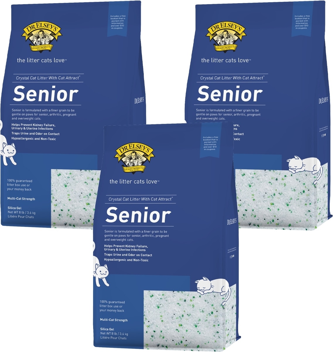 ELSEY'S Senior Crystal Cat Litter, 8-lb bag, bundle of