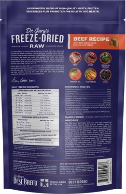 Show full view: Dr. Gary's Best Breed Beef Recipe High-Protein Adult Raw Freeze-Dried Dog Food, 12-oz bag slide 3 of 8