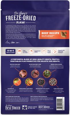 Show full view: Dr. Gary's Best Breed Beef Recipe High-Protein Adult Raw Freeze-Dried Dog Food, 24-oz bag slide 3 of 9
