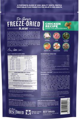 Show full view: Dr. Gary's Best Breed Chicken Recipe High-Protein Adult Raw Freeze-Dried Dog Food, 12-oz bag slide 3 of 10