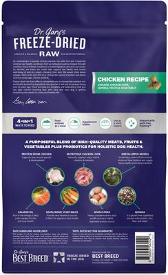 Show full view: Dr. Gary's Best Breed Chicken Recipe High-Protein Adult Raw Freeze-Dried Dog Food, 24-oz bag slide 3 of 10