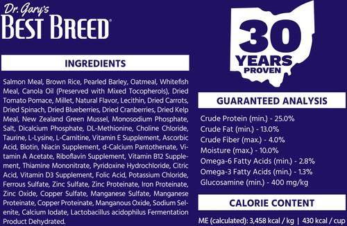 Show full view: Dr. Gary's Best Breed Coldwater Recipe Salmon & Whitefish Meals Dry Dog Food, 4-lb bag slide 6 of 8