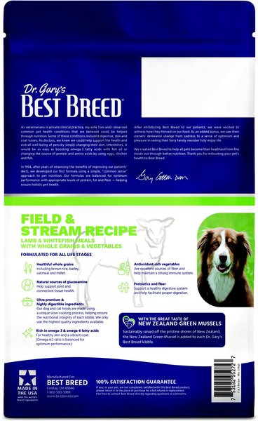 Dr. Gary's Best Breed Field & Stream Recipe Lamb & Whitefish Meals Dry Dog Food