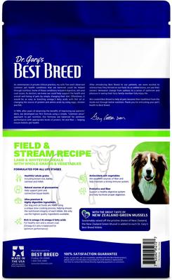 Show full view: Dr. Gary's Best Breed Field & Stream Recipe Lamb & Whitefish Meals Dry Dog Food, 4-lb bag slide 3 of 10