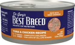 Dr. Gary's Best Breed Tuna & Chicken Grain-Free Pate Wet Cat Food, 5.5-oz can, case of 24