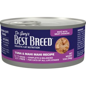 Dr. Gary's Best Breed Tuna & Mahi Mahi Grain-Free Pate Wet Cat Food, 5.5-oz can, case of 24