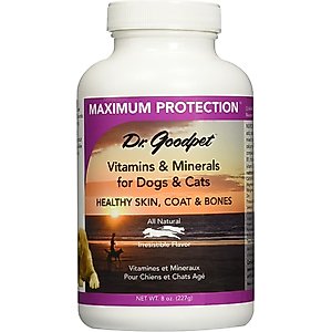 Dr. Goodpet Maximum Protection Vitamins & Minerals Healthy Skin, Coat & Bones Dog & Cat Supplement, 8-oz jar