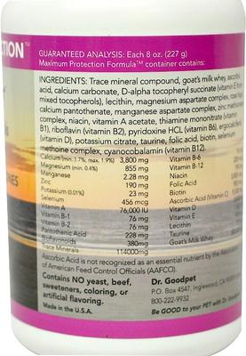 Show full view: Dr. Goodpet Maximum Protection Vitamins & Minerals Healthy Skin, Coat & Bones Dog & Cat Supplement, 8-oz jar slide 4 of 6
