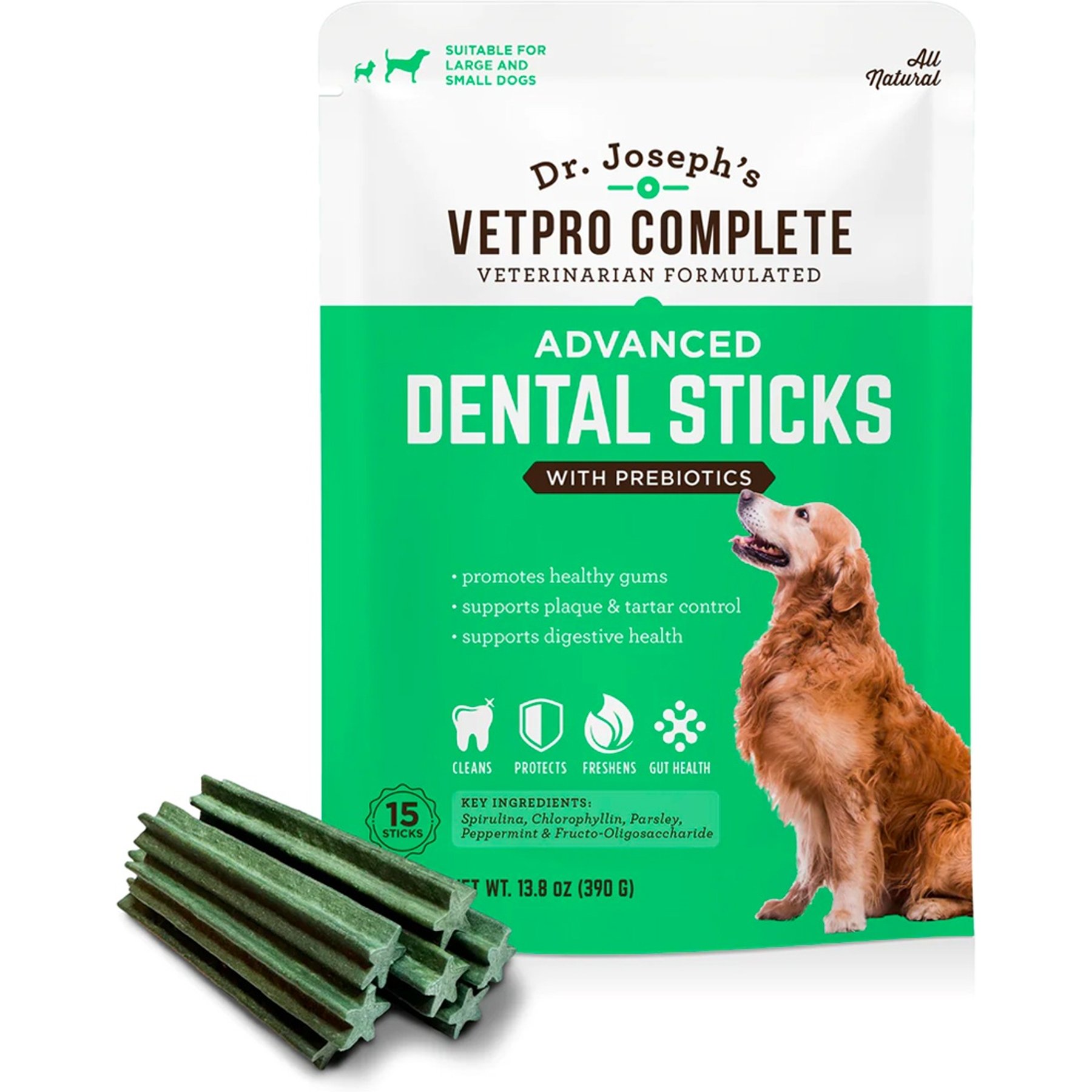 Dr. Joseph's VetPro Complete Advanced with Prebiotics Dental Dog Treats, 15 count