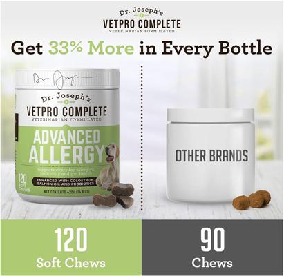 Show full view: Dr. Joseph's VetPro Complete Beef Flavored Soft Chew Advanced Allergy Supplement for Dogs, 120 count slide 4 of 9