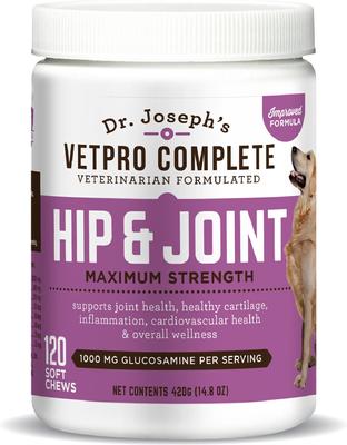 Show full view: Dr. Joseph's VetPro Complete Chicken Flavored Hip & Joint Soft Chew Supplement with Glucosamine for Dogs, 120 count slide 1 of 8