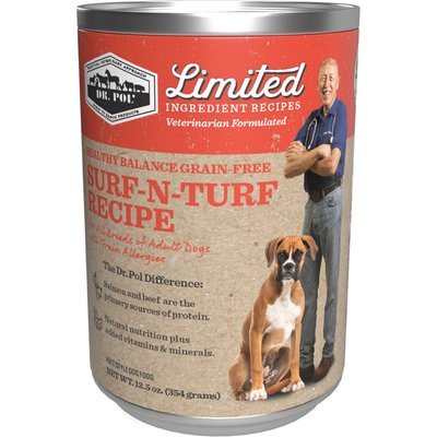 Dr. Pol Dr. Pol Adult Limited Ingredient Surf-N-Turf Pate Canned Wet Dog Food, 12.5-oz can, case of 12