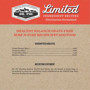 Dr. Pol Adult Limited Ingredient Surf-N-Turf Pate Canned Wet Dog Food, 12.5-oz can, case of 12