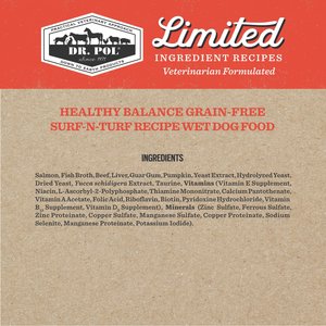 Dr. Pol Adult Limited Ingredient Surf-N-Turf Pate Canned Wet Dog Food, 12.5-oz can, case of 12