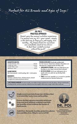 Show full view: Dr. Pol Chicken Munchies Grain-Free Freeze-Dried Raw Dog Treats, 3.5-oz. bag slide 3 of 11