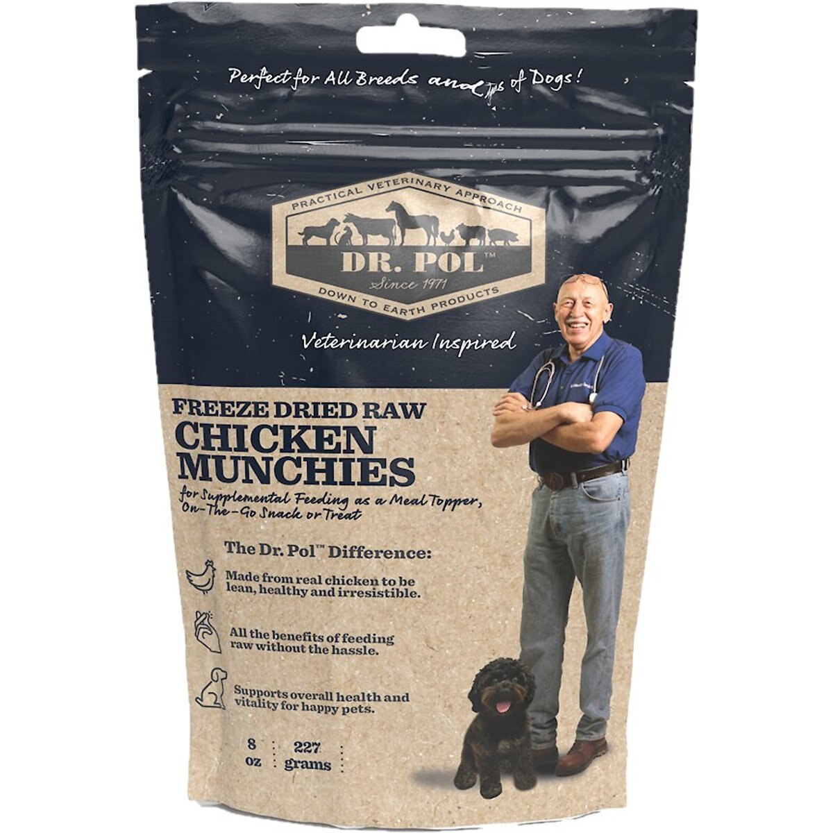 Dr. Pol Chicken Munchies Grain-Free Freeze-Dried Raw Dog Treats, 8-oz. bag