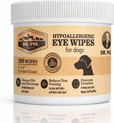 Dr. Pol Hypoallergenic Oatmeal Scented Dog & Cat Tear Stain Remover Grooming Wipes, 100 count