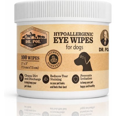 Dr. Pol Dr. Pol Hypoallergenic Oatmeal Scented Dog & Cat Tear Stain Remover Grooming Wipes, 100 count