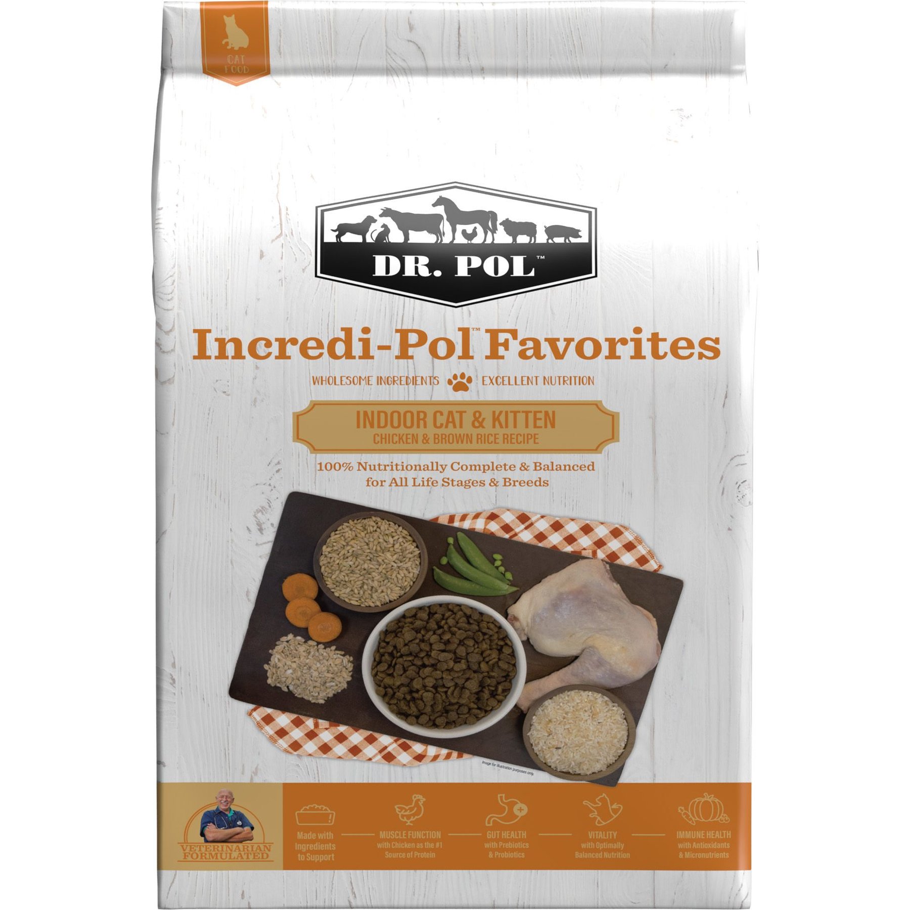 Dr. Pol Incredi-Pol Favorites Chicken & Brown Rice Indoor Cat Food, 18-lb bag