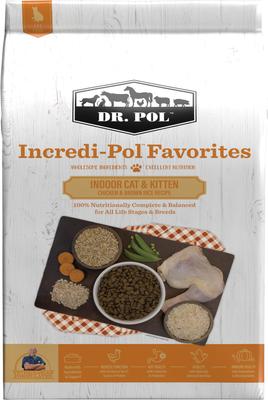 Show full view: Dr. Pol Incredi-Pol Favorites Chicken & Brown Rice Indoor Cat Food, 18-lb bag slide 1 of 7