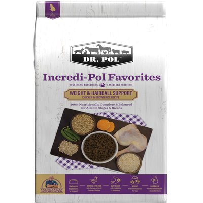 Dr. Pol Dr. Pol Incredi-Pol Favorites Chicken & Brown Rice Weight & Hairball Support Cat Food, 8-lb bag