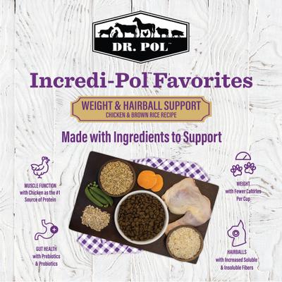 Show full view: Dr. Pol Incredi-Pol Favorites Chicken & Brown Rice Weight & Hairball Support Cat Food, 8-lb bag slide 4 of 7