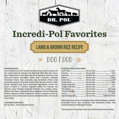 Show full view: Dr. Pol Incredi-Pol Favorites Lamb & Brown Rice Dog Food, 6-lb bag slide 3 of 7