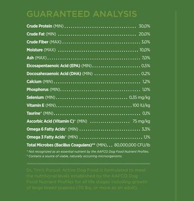 Show full view: Dr. Tim's Active Dog Pursuit Formula Dry Dog Food, 40-lb bag slide 5 of 9