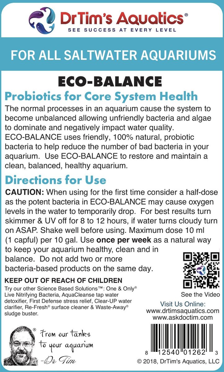 DR. TIM'S AQUATICS Eco-Balance Saltwater Aquarium Cleaner, 32-fl oz ...